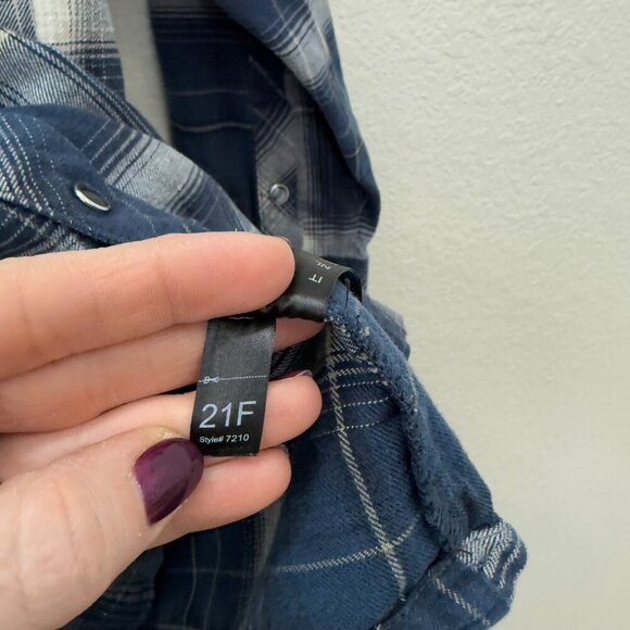 Kuhl Lowdown Blue Plaid Pearl Snap Flannel Button Up Shirt 7210 Mens size Large - Picture 5 of 8